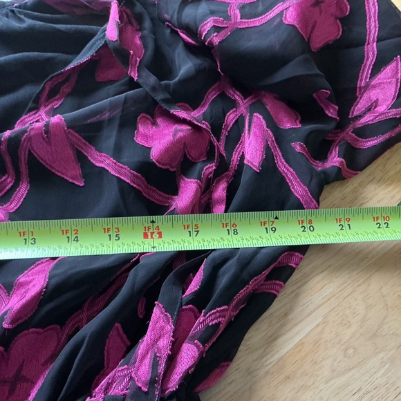 Current Air S Floral Sheer Pleated Smocked Fit N Flare Long Sleeve Dress Holiday - Picture 6 of 12